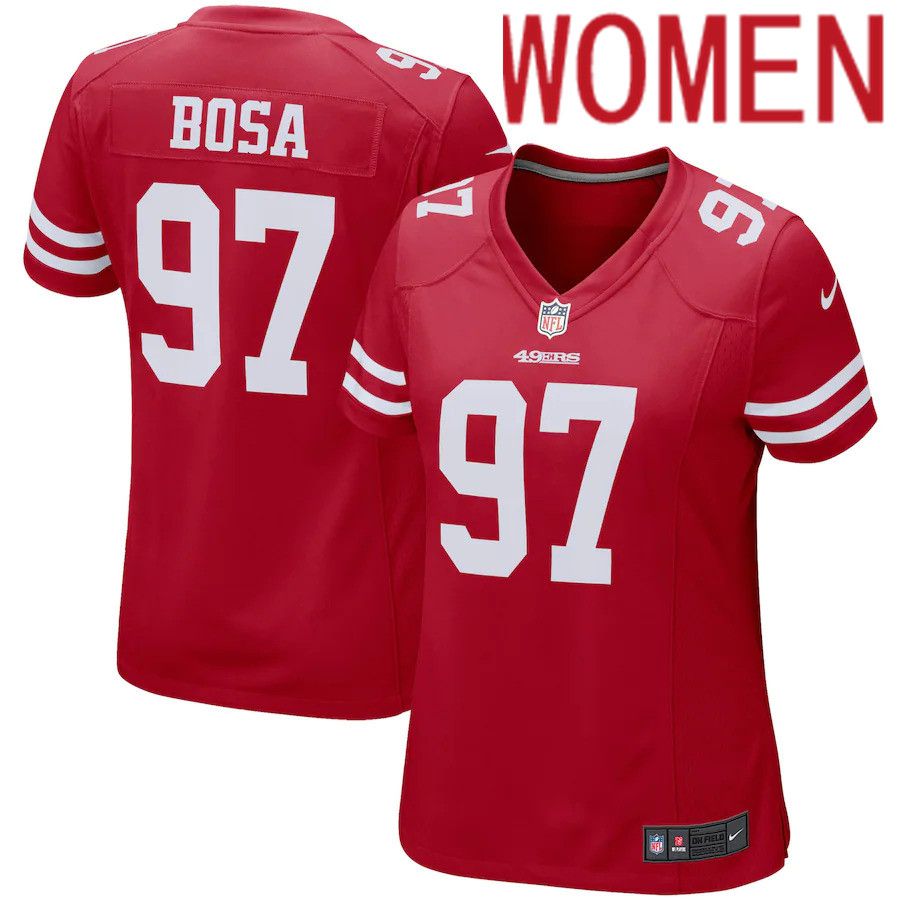 Women San Francisco 49ers #97 Nick Bosa Nike Scarlet Game Player NFL Jersey->women nfl jersey->Women Jersey